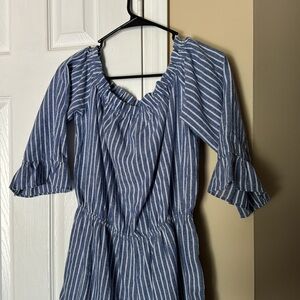 Striped lightweight blue and white romper